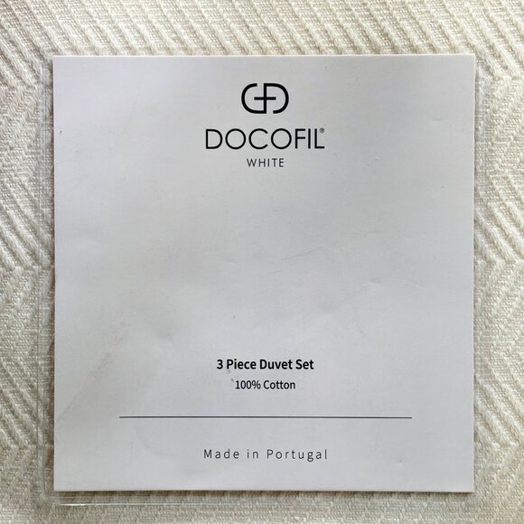 3-pc DOCOFIL Portugal Cotton Chevron King Size Cotton Duvet Cover (Creamy White) - Picture 5 of 8